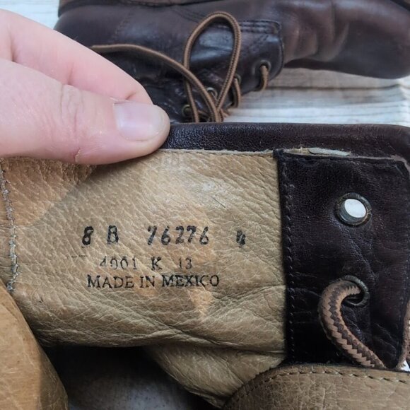 Frye Brown Leather Lace Up Combat Boots Women Size 8 - Picture 2 of 9